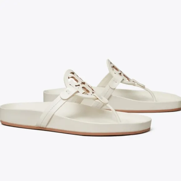 Torry Burch Miller Cloud Leather Sandals In Ivory Womens Size 6 NWT