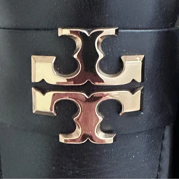 Tory Burch Black Leather Slip-On Loafers
