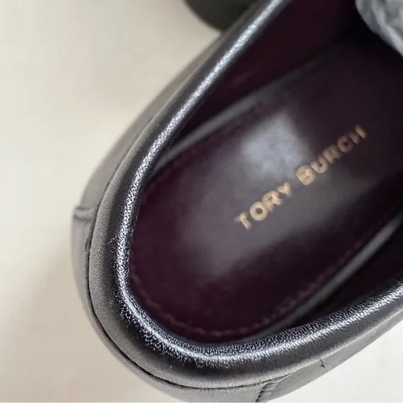 Tory Burch Black Leather Slip-On Loafers