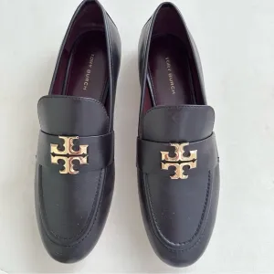 Tory Burch Black Leather Slip-On Loafers
