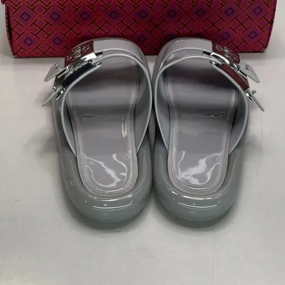 Tory Burch Buckle Bubble Jelly Slip-On Sandals – Women’s Size 7 – Light Gray/Sil
