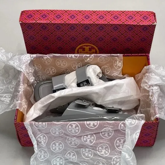Tory Burch Buckle Bubble Jelly Slip-On Sandals – Women’s Size 7 – Light Gray/Sil