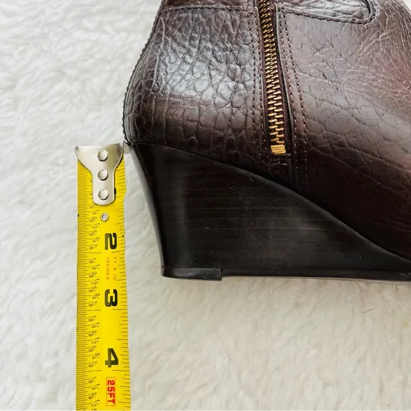 Tory Burch Buffalo Leather Custom 2 Different heels Height Tall Boots Size 8 M