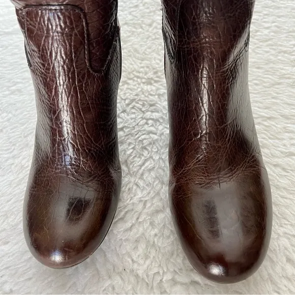 Tory Burch Buffalo Leather Custom 2 Different heels Height Tall Boots Size 8 M
