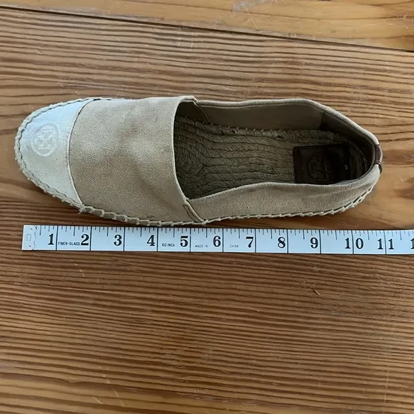 Tory Burch color block flat espadrilles slip on shoes, size 10.5