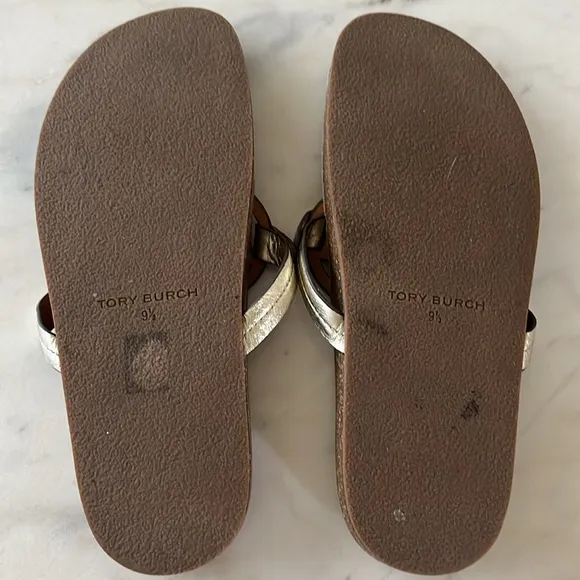 Tory Burch Miller Cloud Sandals In Spark Gold/Natural Size 9.5