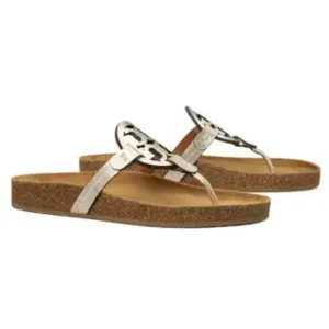 Tory Burch Miller Cloud Sandals In Spark Gold/Natural Size 9.5