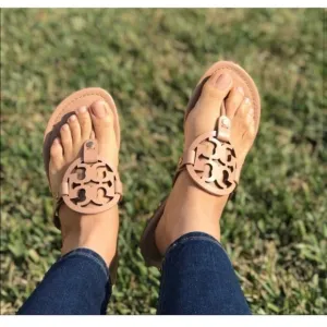 Tory Burch Miller Light Makeup Leather Sandals Size 10