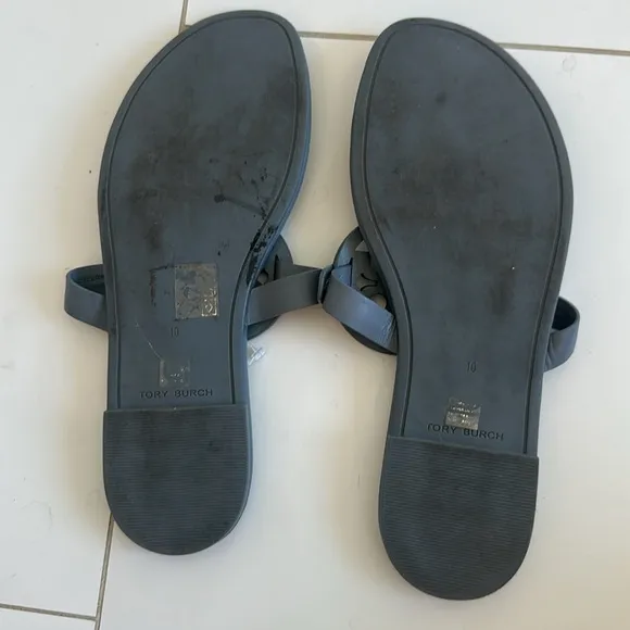 Tory Burch Miller Soft Women's Leather Memory Foam Slide Thong Sandals 10