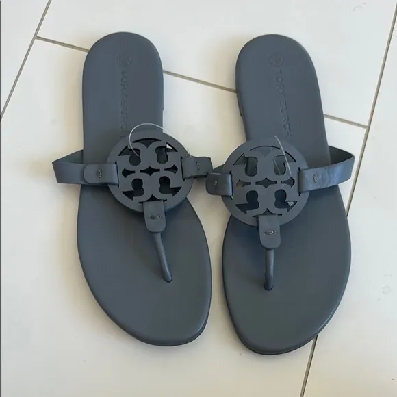 Tory Burch Miller Soft Women's Leather Memory Foam Slide Thong Sandals 10