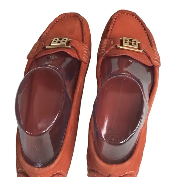 Tory Burch Orange Pebbled Leather Loafers, Sz 6M