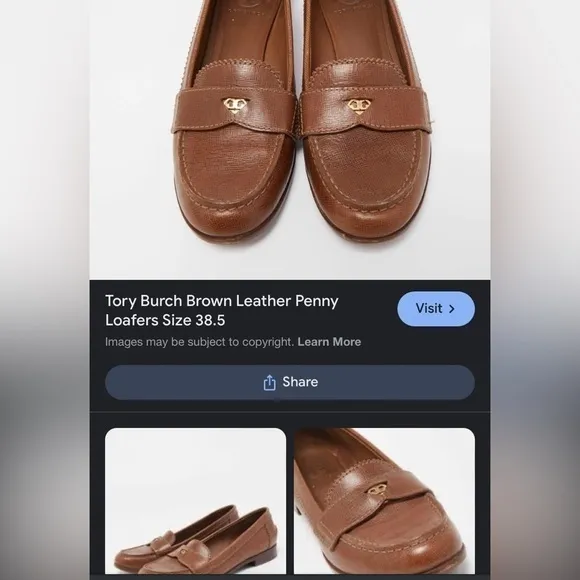TORY BURCH penny loafers  Brown Leather Loafers Sz 10M