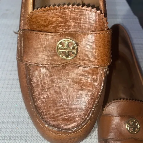 TORY BURCH penny loafers  Brown Leather Loafers Sz 10M