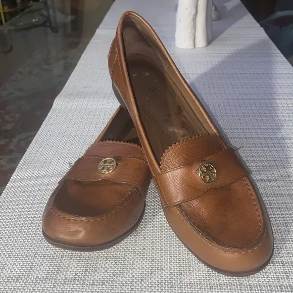 TORY BURCH penny loafers  Brown Leather Loafers Sz 10M