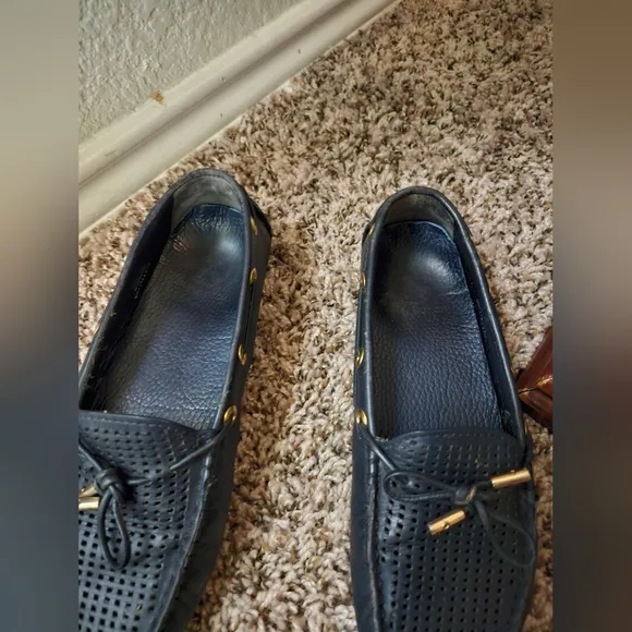Tory Burch Real Leather Navy Blue Loafers 8