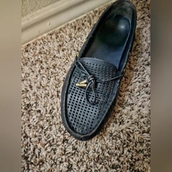 Tory Burch Real Leather Navy Blue Loafers 8