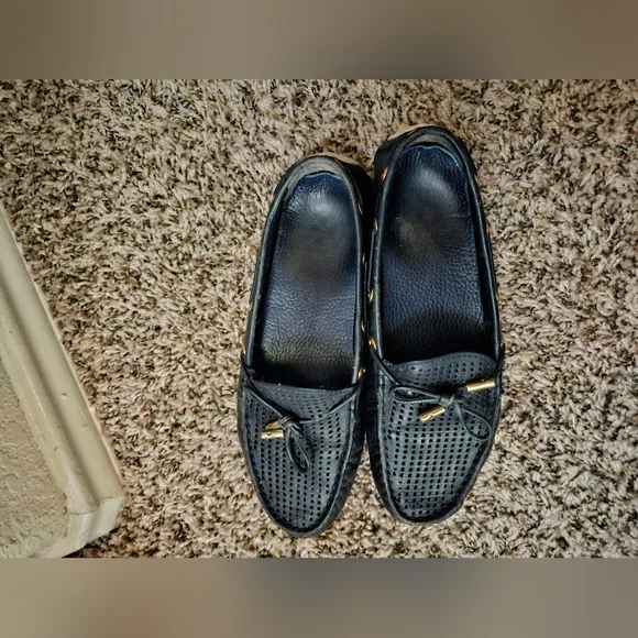Tory Burch Real Leather Navy Blue Loafers 8