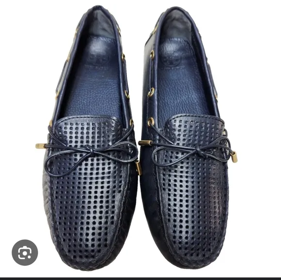 Tory Burch Real Leather Navy Blue Loafers 8