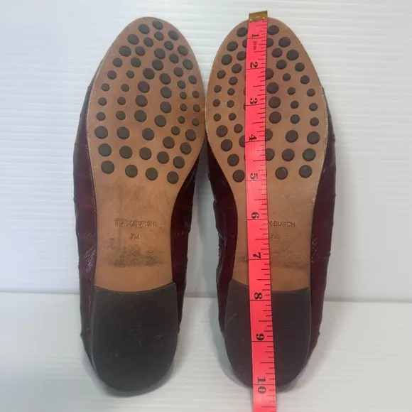 Tory Burch Wine Leather Ballet Loafers Size 7