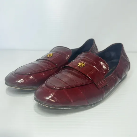 Tory Burch Wine Leather Ballet Loafers Size 7