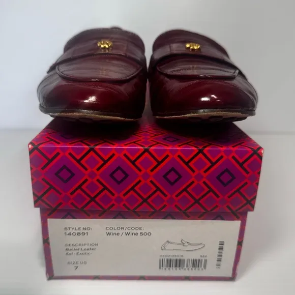 Tory Burch Wine Leather Ballet Loafers Size 7
