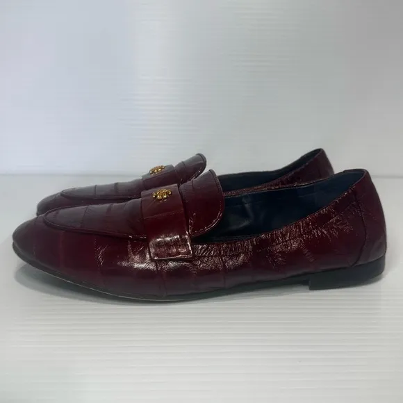 Tory Burch Wine Leather Ballet Loafers Size 7