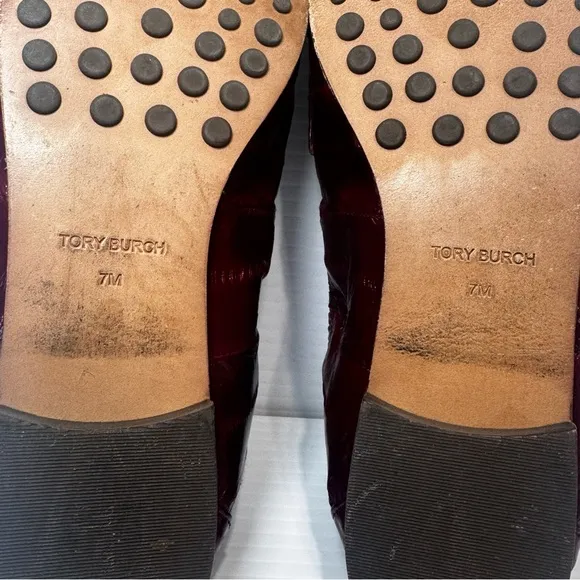 Tory Burch Wine Leather Ballet Loafers Size 7