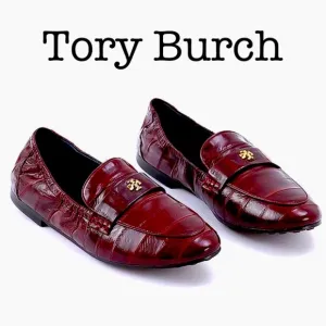 Tory Burch Wine Leather Ballet Loafers Size 7
