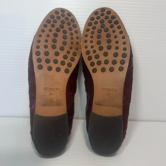 Tory Burch Wine Leather Ballet Loafers Size 7