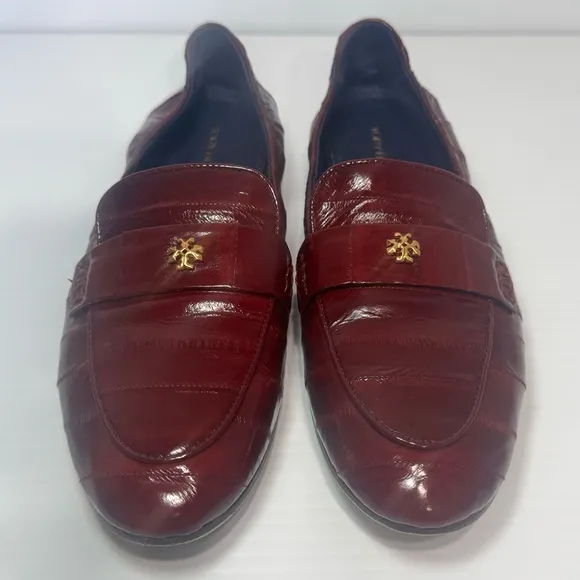 Tory Burch Wine Leather Ballet Loafers Size 7