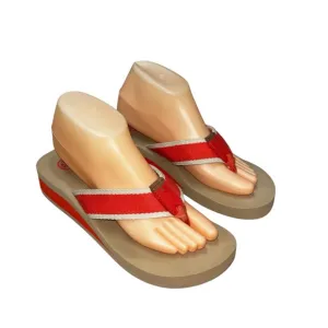 Tory Burch Women's Size 9M Platform Thong Sandals Foam Canvas Logo Coral Color