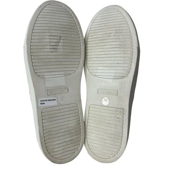 Tory Burch Women's White Carter Gold Sequin Slip-on Sneakers Loafers Size US 7
