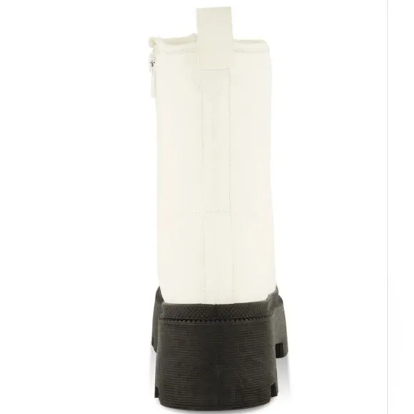 Trendy white Platform Lug Sole Combat  Boots sz 11