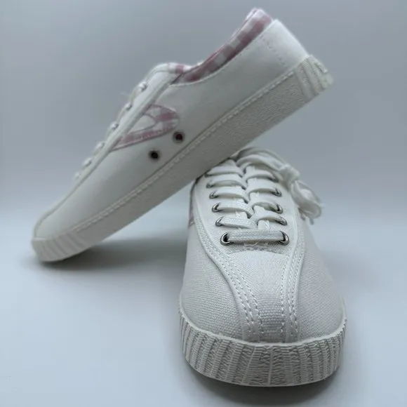 Tretorn Nylite Womens Tennis Shoes Sneakers 8.5‎ White Pink Lace Low Top Comfort