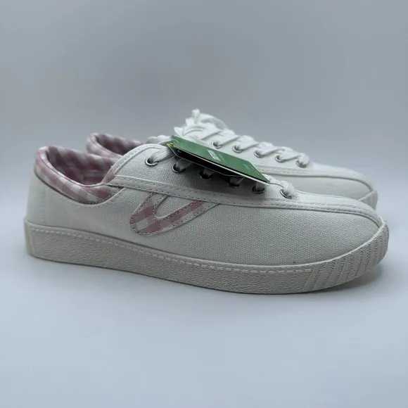 Tretorn Nylite Womens Tennis Shoes Sneakers 8.5‎ White Pink Lace Low Top Comfort