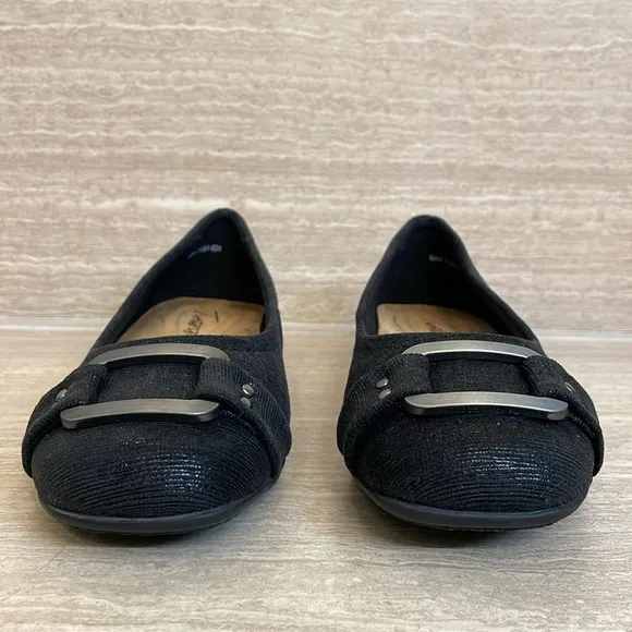 TROTTERS NWOT Women’s Size 6WW &quot;Sizzle Signature&quot; Black Shimmery Ballet Flat