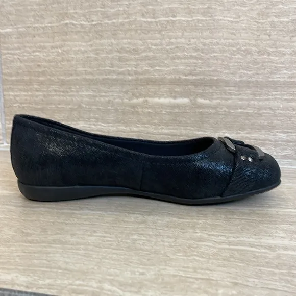 TROTTERS NWOT Women’s Size 6WW &quot;Sizzle Signature&quot; Black Shimmery Ballet Flat