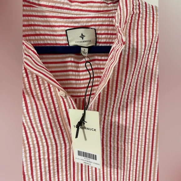 Tuckernuck Bodie Cover-Up size S Strawberry Stripe Seersucker Resort NWT $128