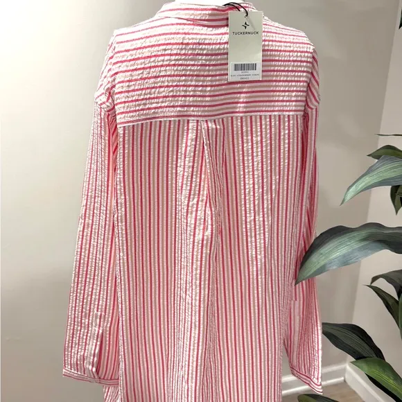 Tuckernuck Bodie Cover-Up size S Strawberry Stripe Seersucker Resort NWT $128