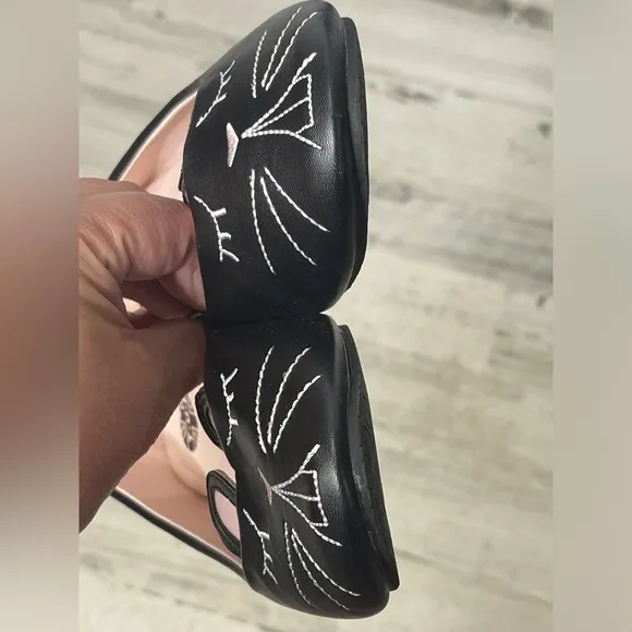 TUK Women's Vegan Black Faux Leather Bunny Face Ballet Flats 13149 Size 9