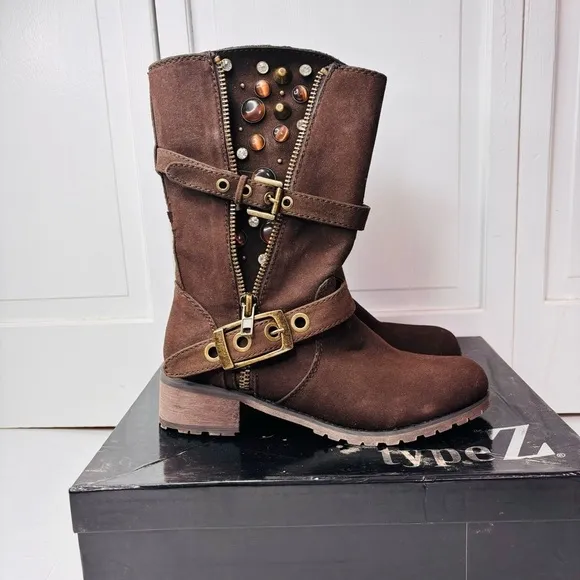 TYPE Z Yule Black Rooster Brown Boots Size 9M