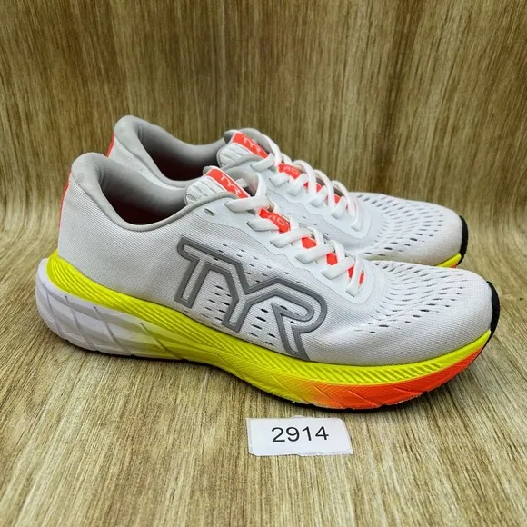 TYR RD-1 Runner Men's Size 8.5 White Yellow Athletic Running Shoes Sneakers