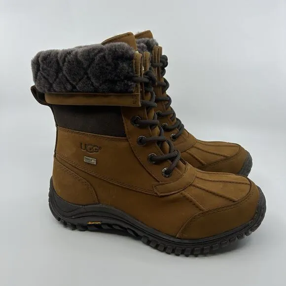 UGG Adirondack III Waterproof Boots Women’s 6 Brown Shearling Fur Vibram Sole