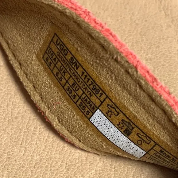 UGG April Espadrille Platform Sandals Suede Strawberry Sorbet Pink Size 8.5 NEW