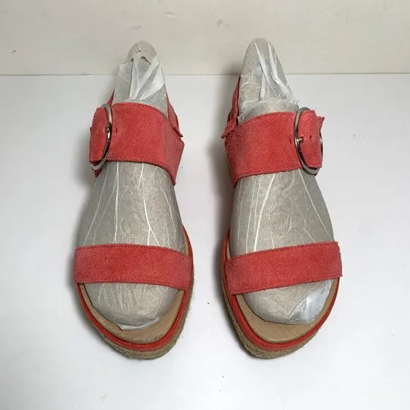 UGG April Espadrille Platform Sandals Suede Strawberry Sorbet Pink Size 8.5 NEW