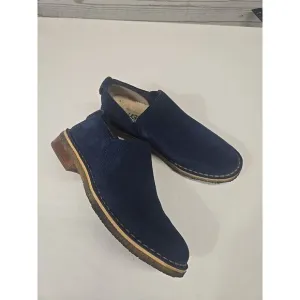 UGG Australia Camellia Blue Slip‎ On Loafers Women's Size 5 Leather Fur Lined