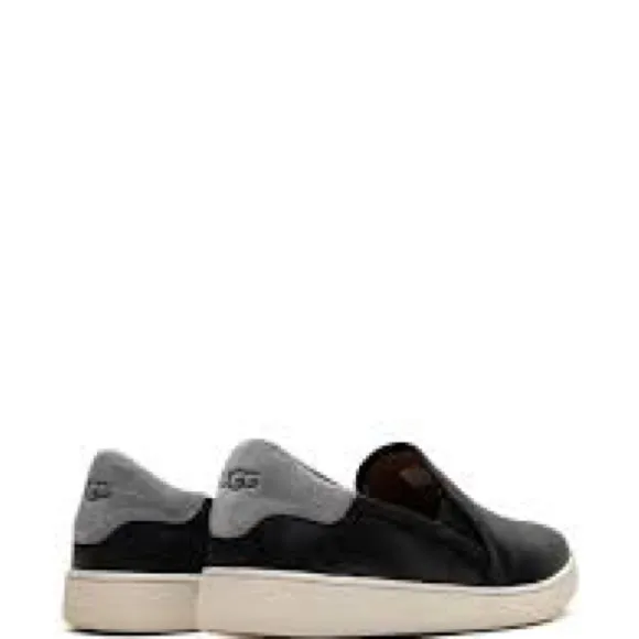 UGG Black and Gray Leather Slip on Sneakers size 9.5