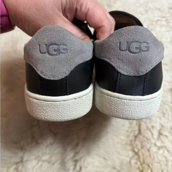 UGG Black and Gray Leather Slip on Sneakers size 9.5