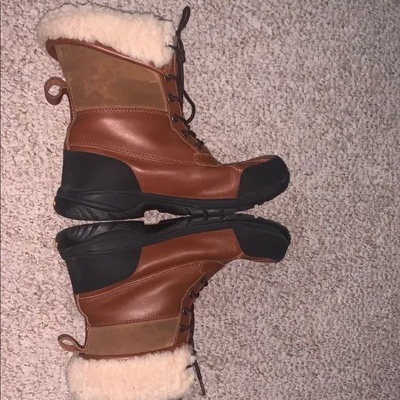UGG Butte Brown and Black Winter Boots with Sherpa Lining