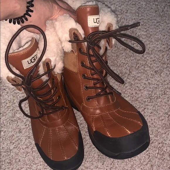 UGG Butte Brown and Black Winter Boots with Sherpa Lining